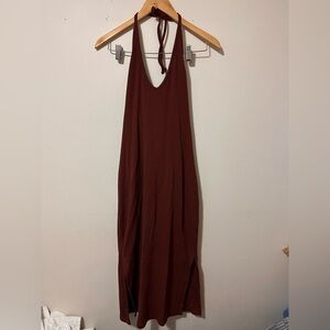 Old Navy Ribbed Brown Halter Maxi Dress